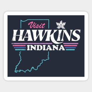 Visit Hawkins, Indiana – Stranger Things 1980s Tourist Souvenir design with Demogorgon Magnet